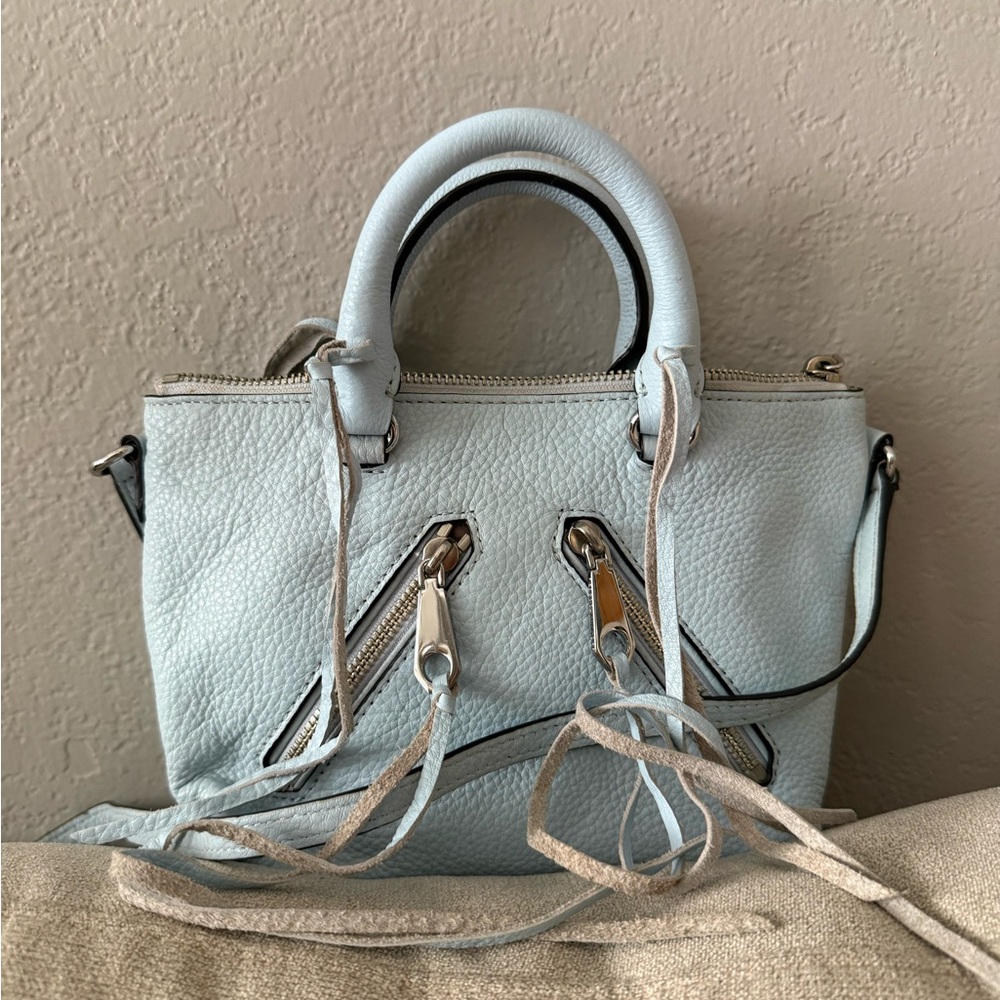 Rebecca Minkoff Light Baby Blue crossbody Handbag w fringes